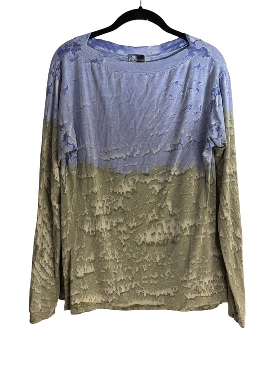 Annie Turbin Tops - Annie Turbin Boat Neck Blue and Green Ombre Long Sleeve Top